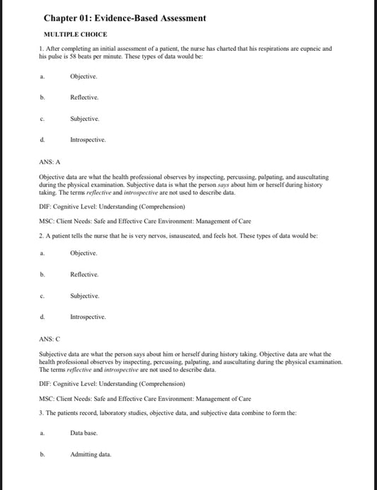 Test Bank Physical Examination and Health Assessment 8th Edition by Jarvis