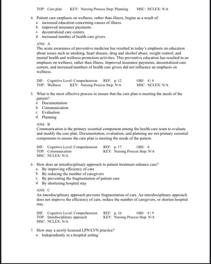 Test bank  Foundation of Nursing, 9th Edition by Cooper
