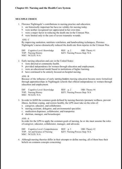 Test Bank for Fundamental Concepts and Skills for Nursing, 6th Edition by Williams